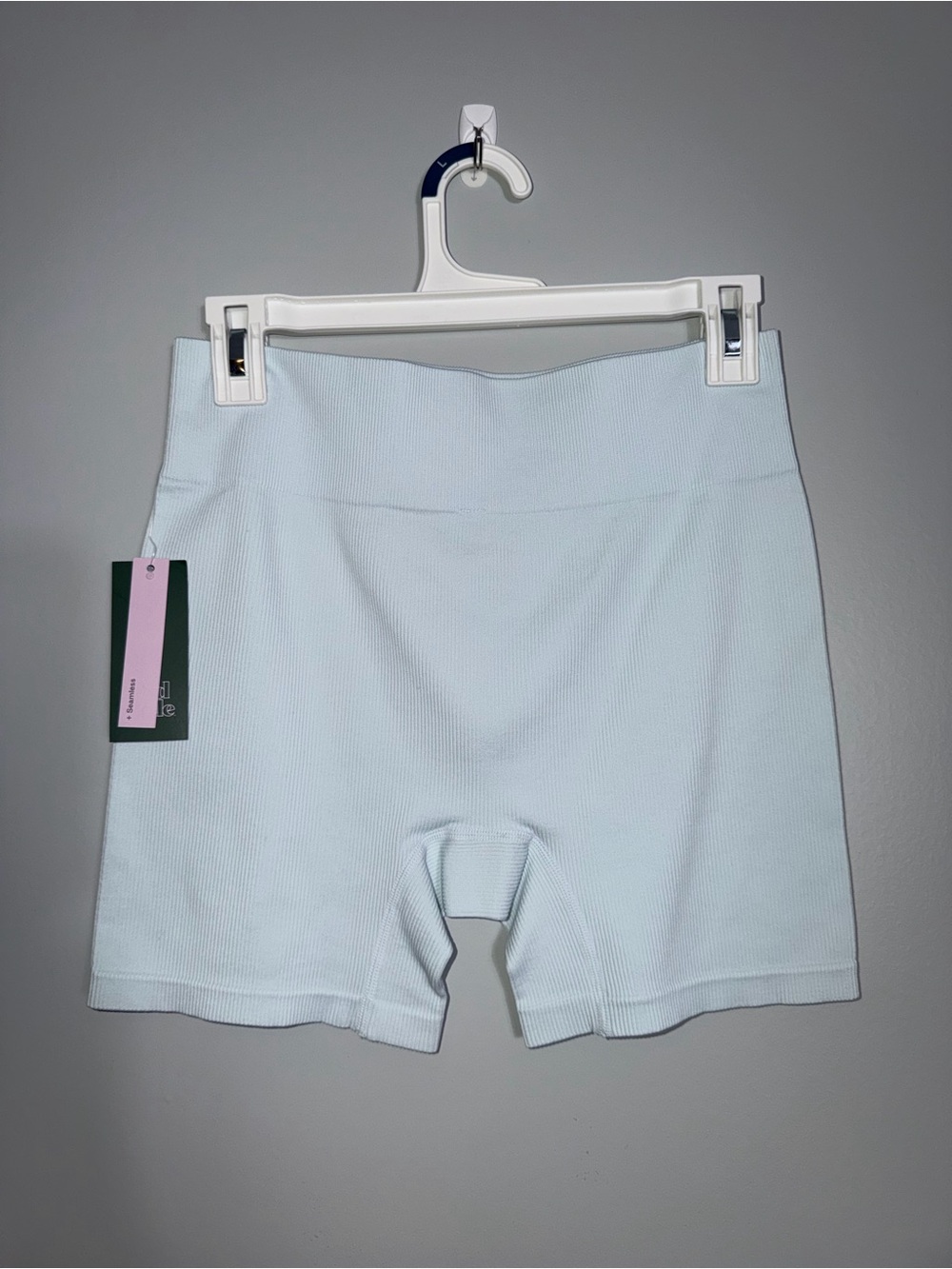 wild fable Light Blue Ribbed High-Waist Bike Shorts